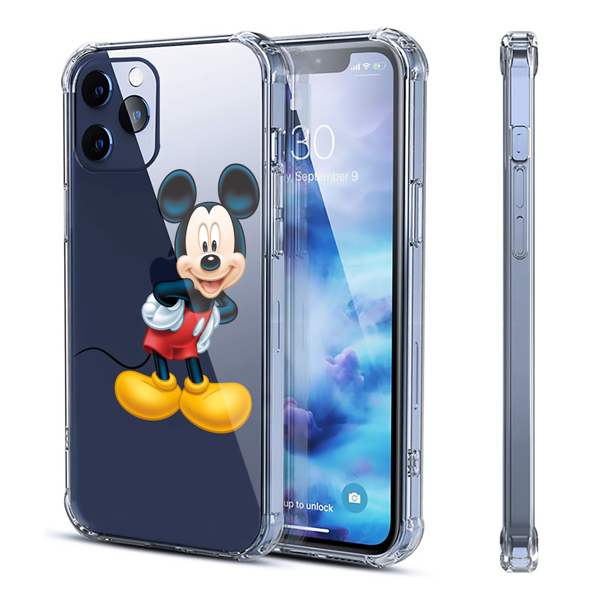 （画像用） ミッキーマウス Mickey Mouse 【iPhone 12シリーズ対応】透明スマホケース（クリアソフトケース）